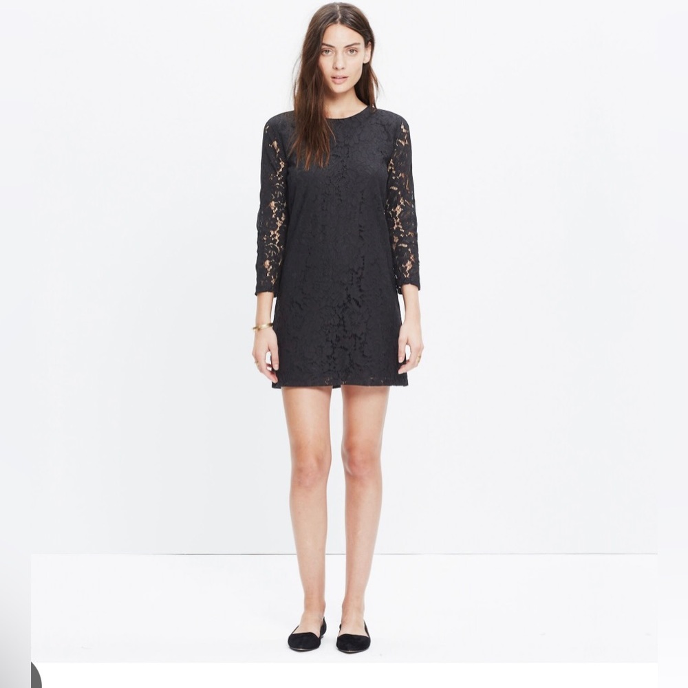 Madewell black long sleeved lace dress. NWT!